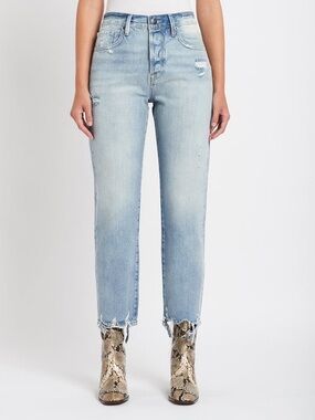 Frame Le Original Jean High Rise Straight Leg Distressed In Clash Size 26